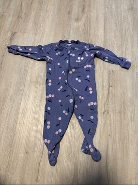 Pekkle Navy Cherry-Print Footed One-Piece for Kids